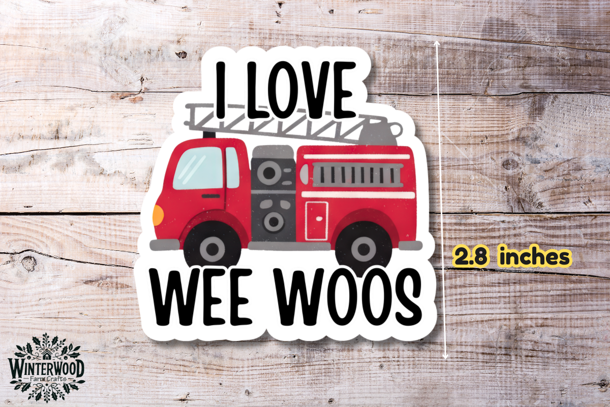 I Love Wee Woos Fire Truck Vinyl Sticker