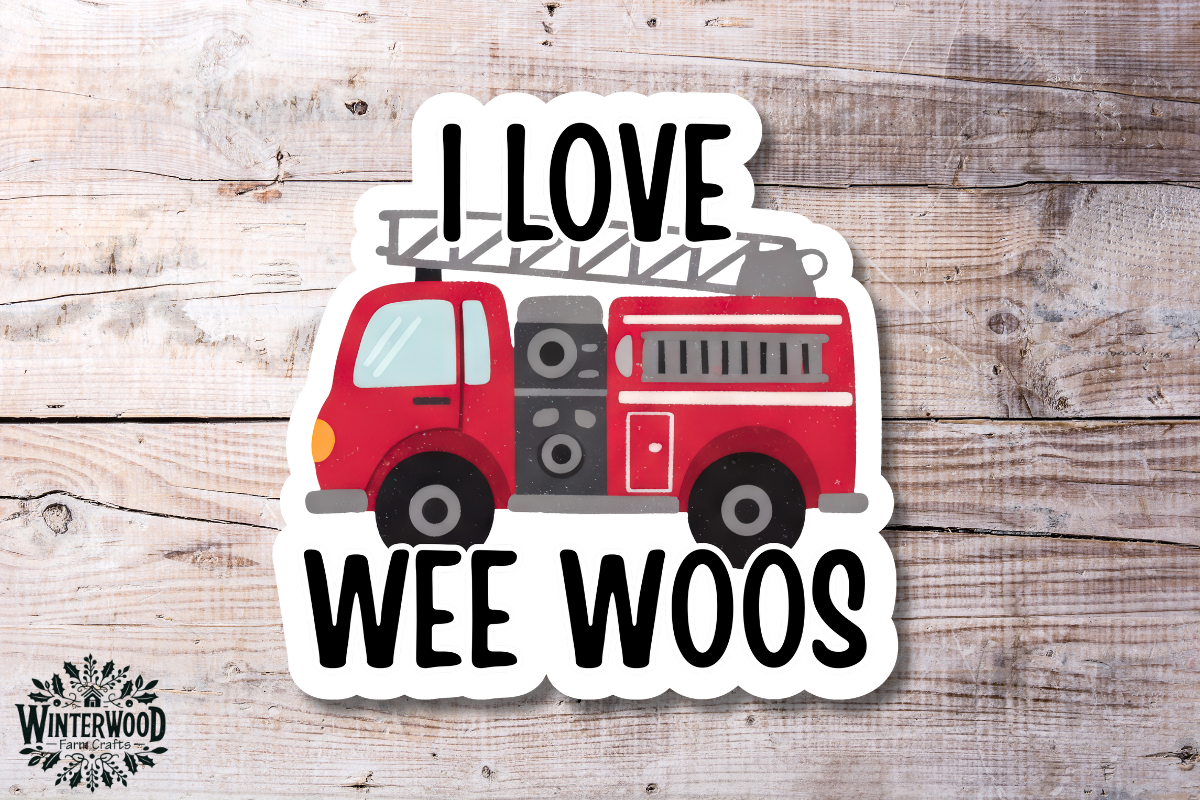I Love Wee Woos Fire Truck Vinyl Sticker