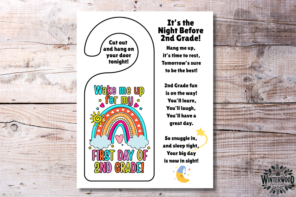 Wake Me Up for 2nd Grade Door Hanger Printable