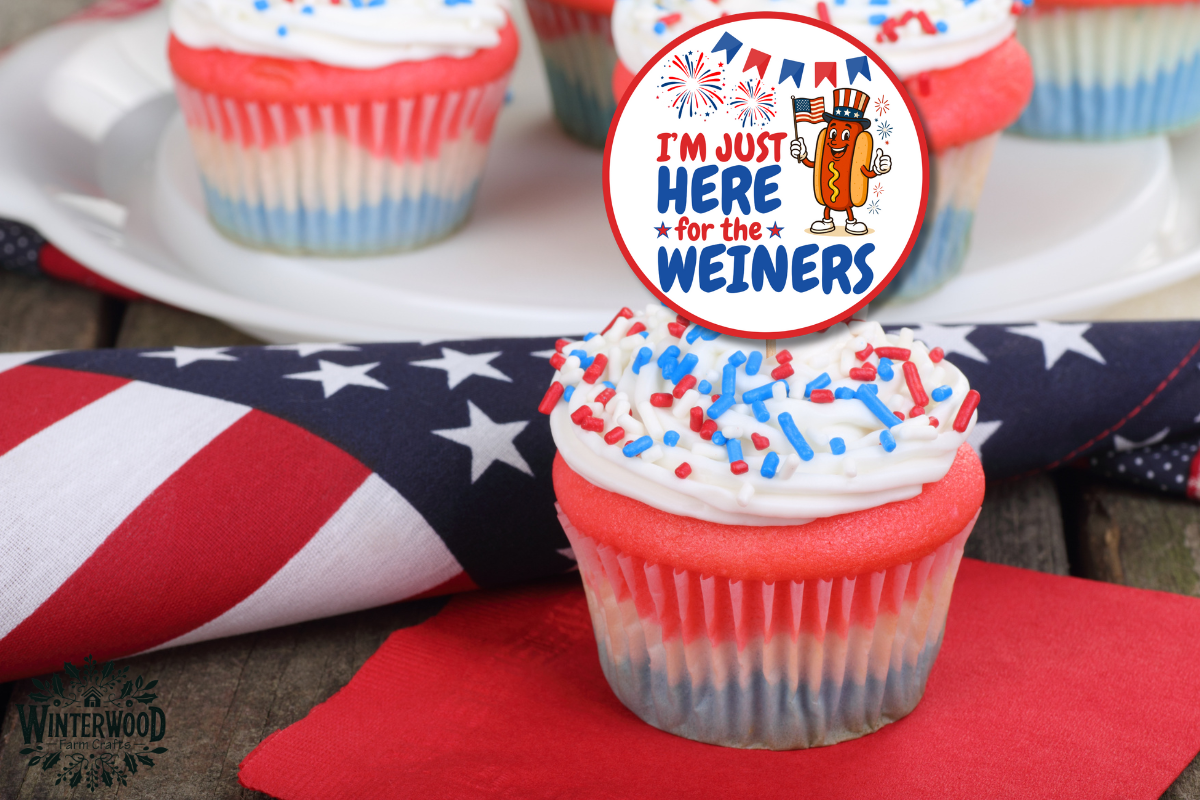 Patriotic Cupcake Toppers – 4th of July "Here for the Weiners" Printable