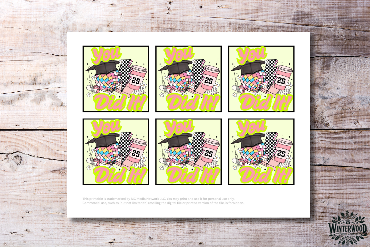 Class of 2025 "You Did It!" Printable Graduation Tags