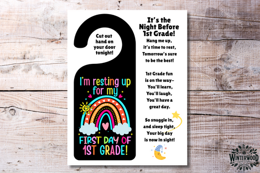 Night Before 1st Grade Door Hanger Printable