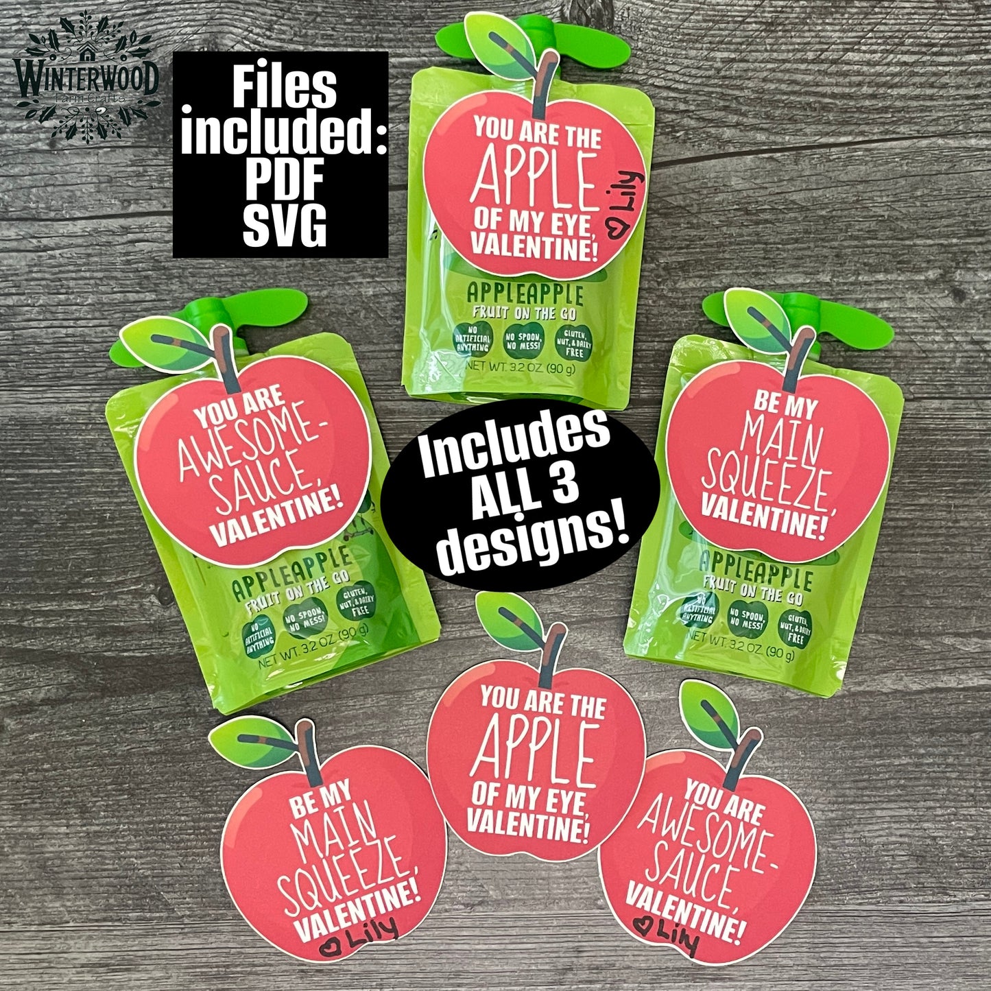 APPLESAUCE Valentine Gift Tag Cards