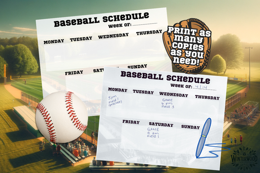 Printable Baseball Schedule