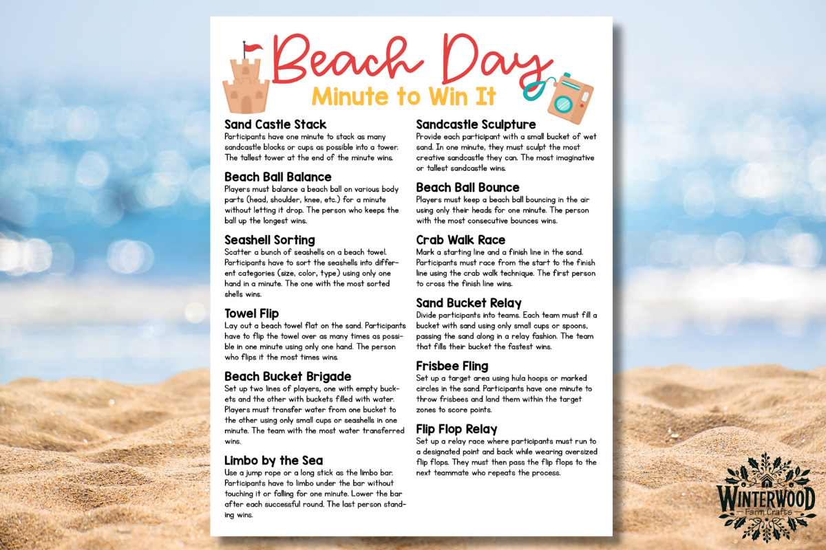 Beach Day Games and Activities Pack