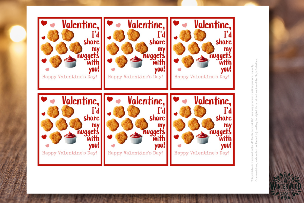 Chicken Nuggets Valentine's Day Cards