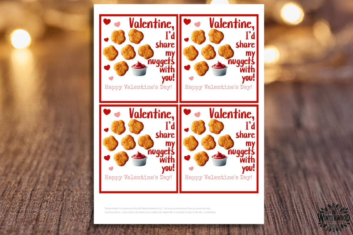 Chicken Nuggets Valentine's Day Cards