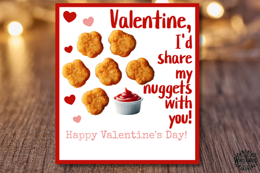 Chicken Nuggets Valentine's Day Cards