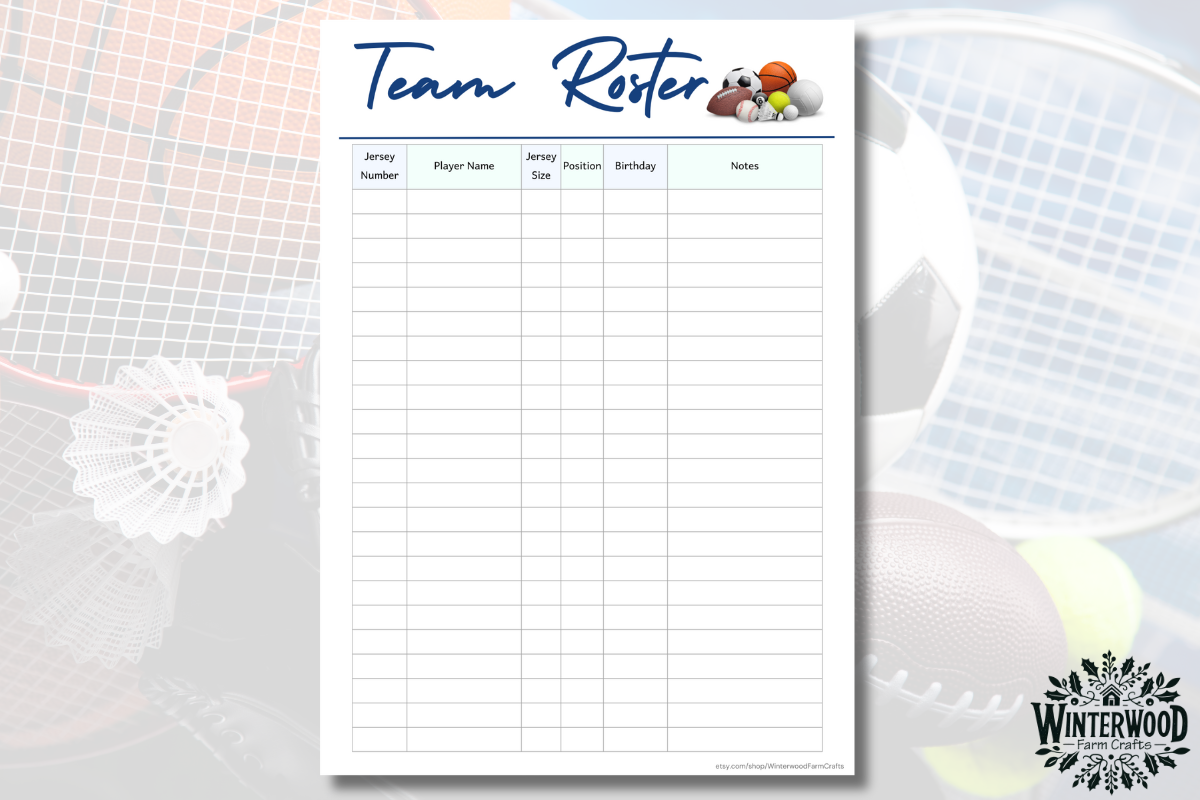 Sports Team Roster Printable