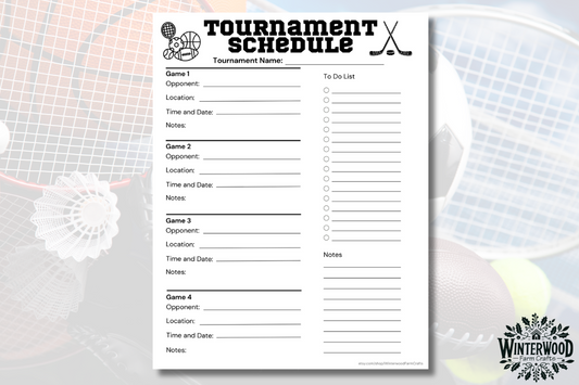 Sports Travel Team Tournament Game Schedule Planner