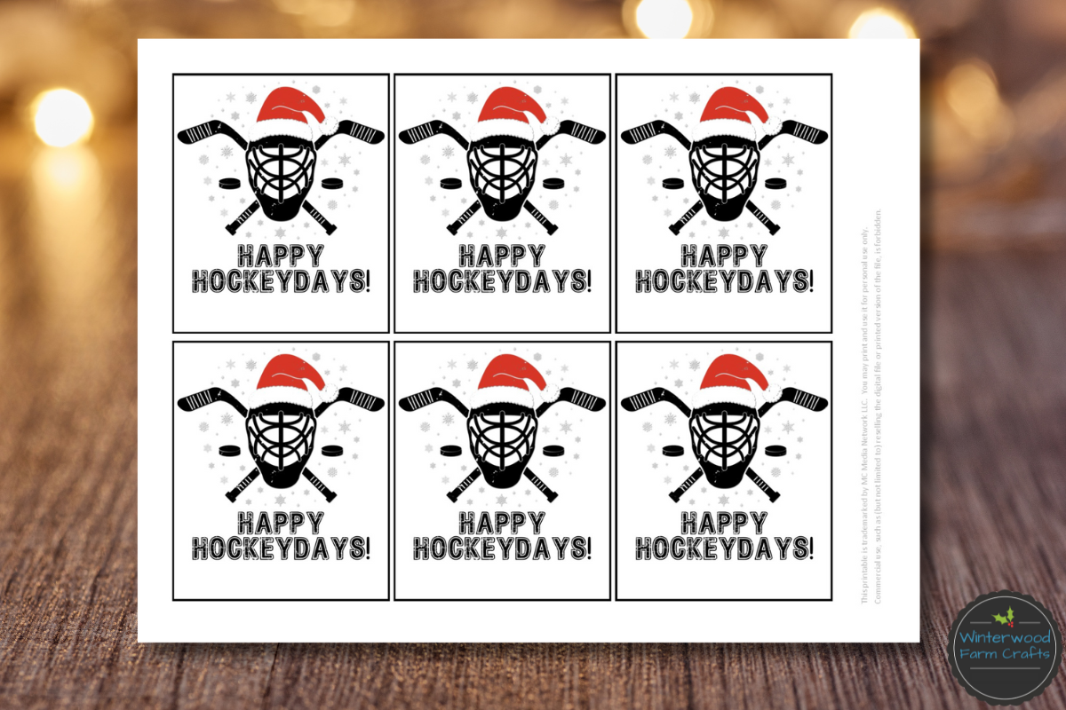 Ice Hockey Christmas Holiday Themed Gift Tags