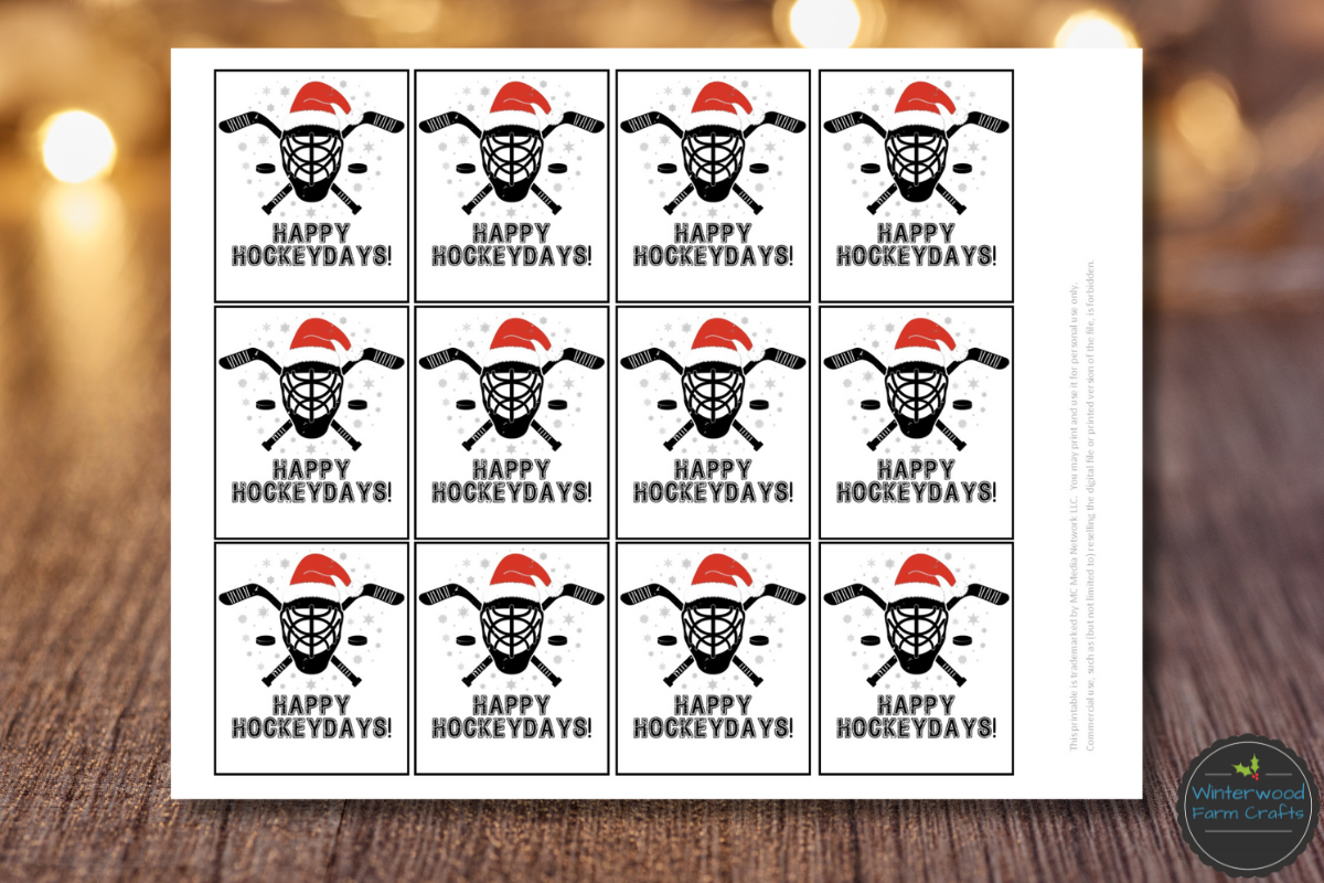 Ice Hockey Christmas Holiday Themed Gift Tags