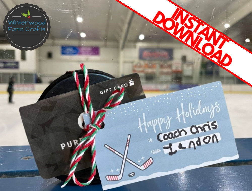 Ice Hockey Holiday Themed Gift Tag