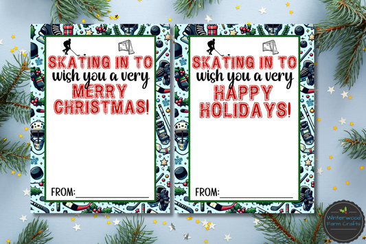 Ice Hockey Christmas Holiday Themed Gift Card Holders