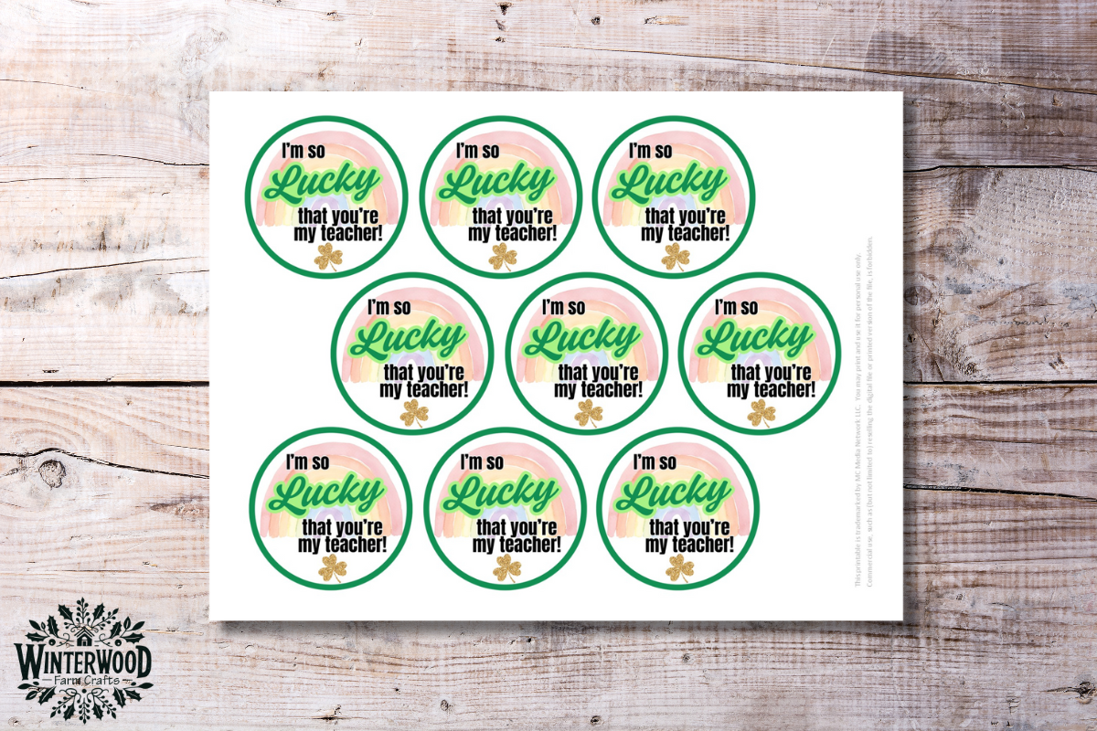 Lucky You're My Teacher Printable Gift Tags