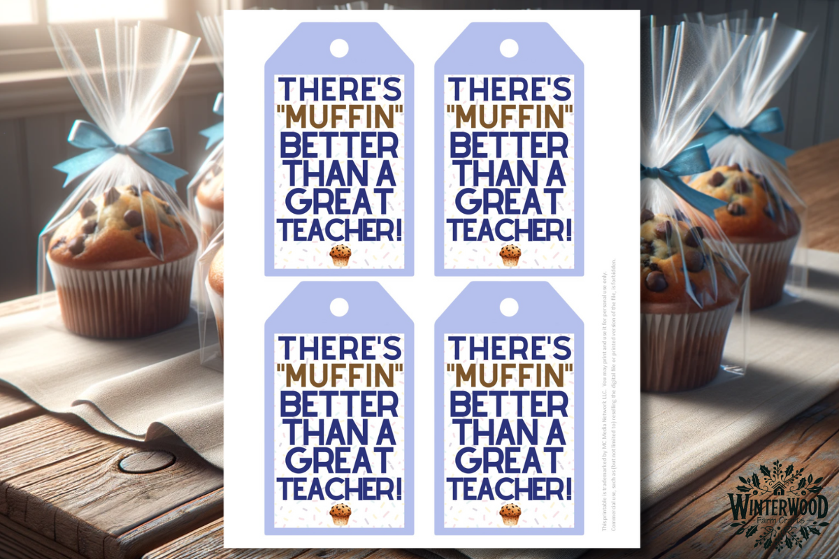 Muffin Themed Teacher Gift Tags