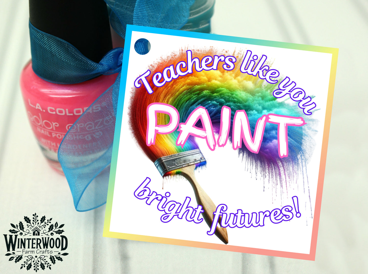 Teacher Nail Polish Paint Themed Gift Tags