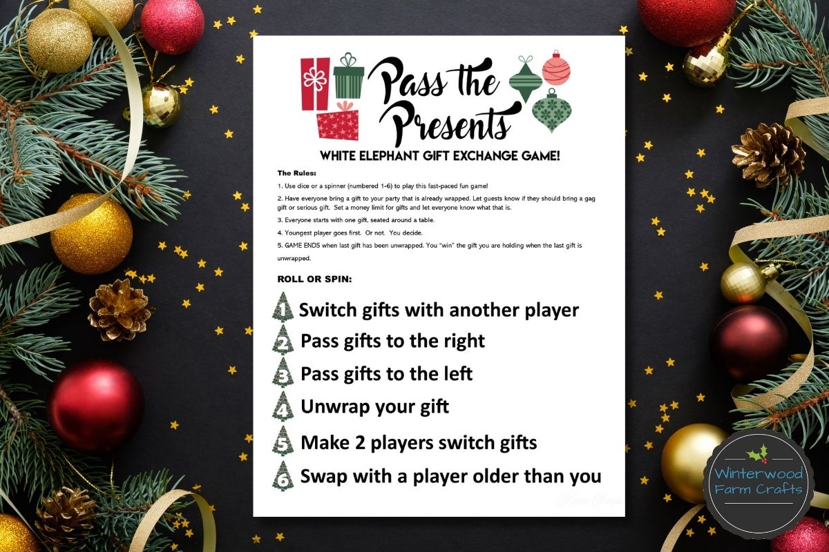 White Elephant Gift Exchange Game (Pass the Presents Roll the Dice)