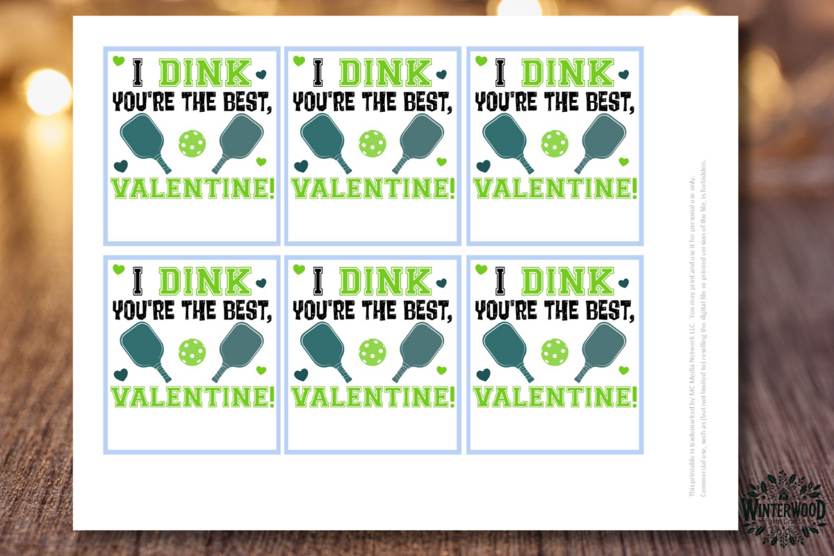 Pickleball Themed Valentines Cards