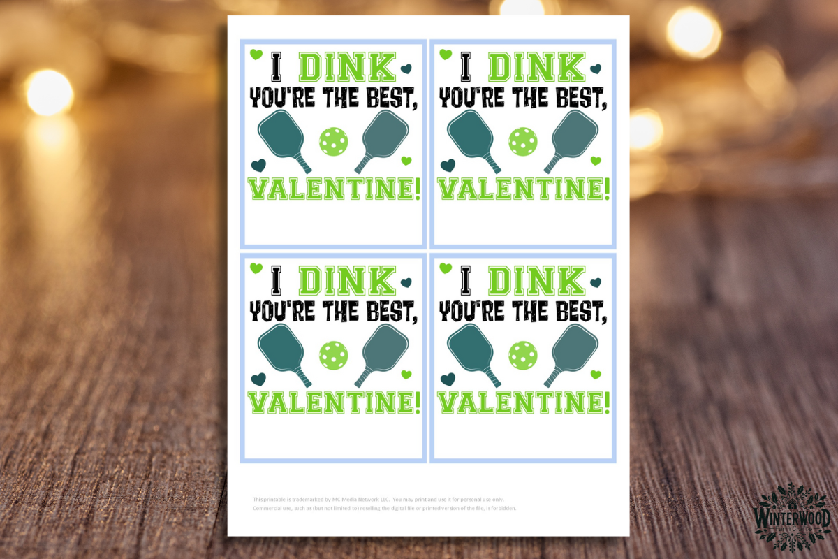 Pickleball Themed Valentines Cards