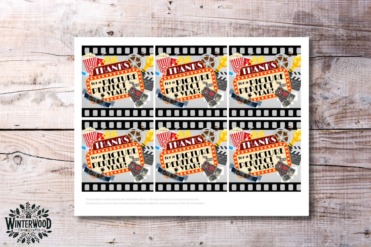 Thanks for a Picture Perfect Year Movie Themed Printable Tags