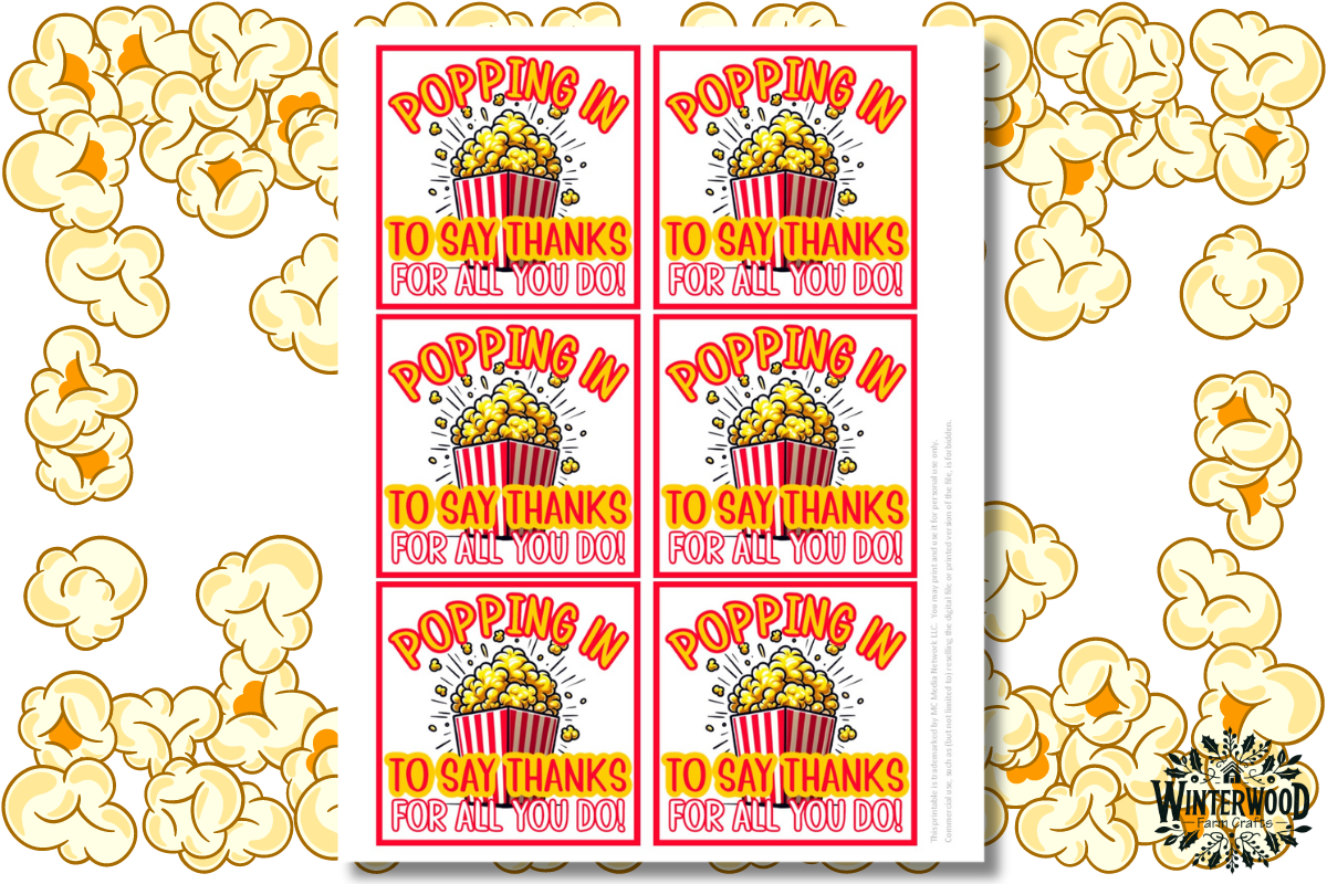 Generic POPCORN Themed Gift Tag