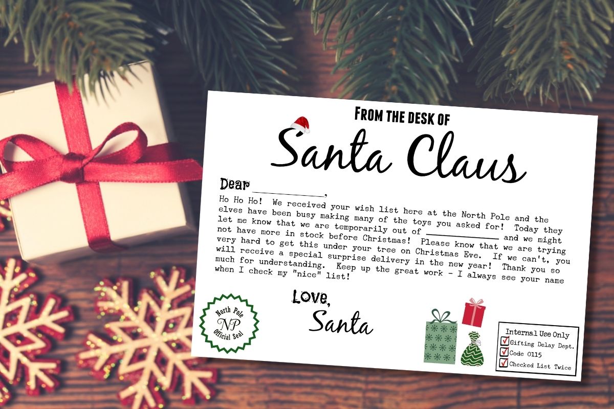 Santa IOU Letter