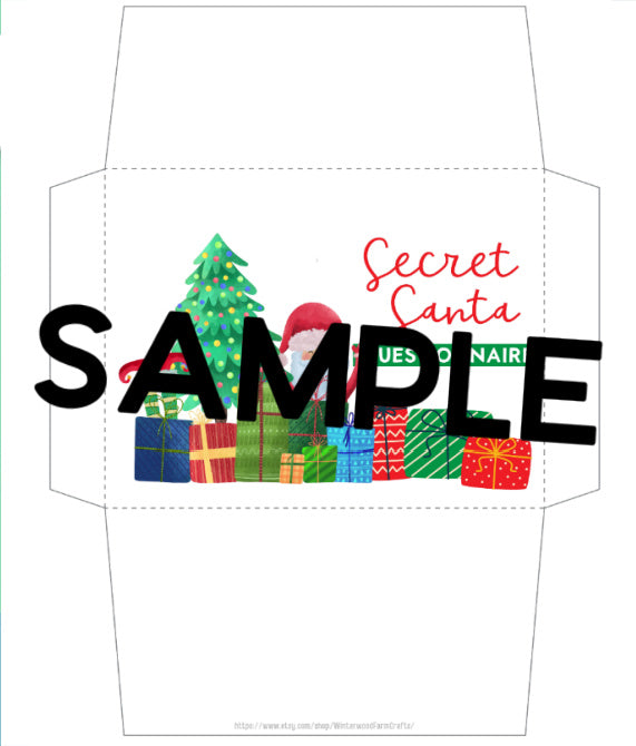 Secret Santa Questionnaire and Envelope Set