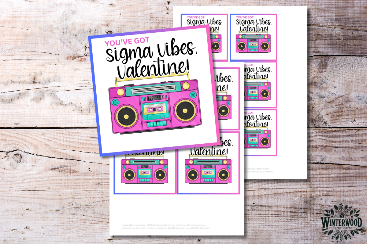 Sigma Vibes Retro Boombox Valentine