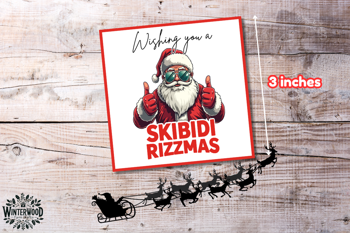 Wishing You a Skibidi Rizzmas! Gift Tags - Cool Red Suit Santa Edition