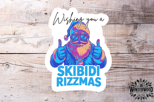 Skibidi Rizzmas Pop Art Santa Christmas Vinyl Sticker