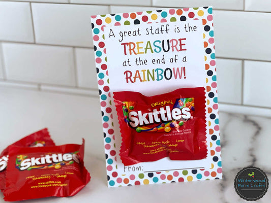 Skittles Themed Staff Appreciation Candy Holder Cards