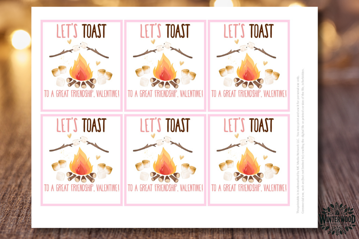 S'mores Valentine Printable Cards