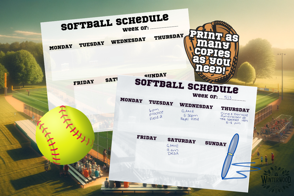 Printable Softball Schedule