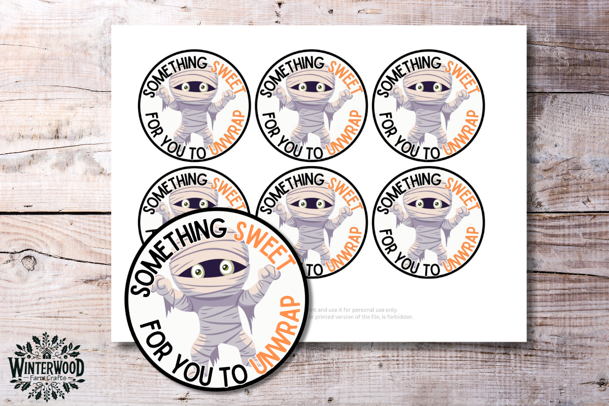 Mummy Halloween Treat Printable Gift Tags