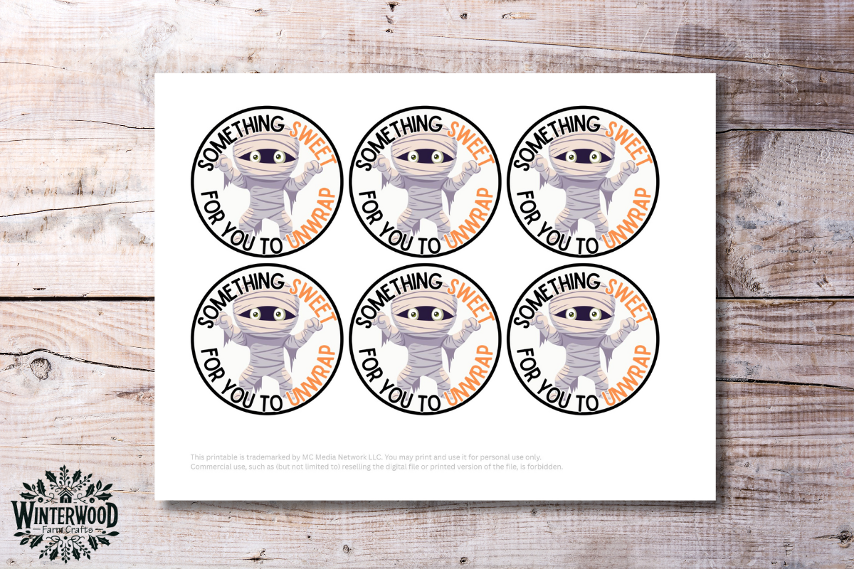 Mummy Halloween Treat Printable Gift Tags
