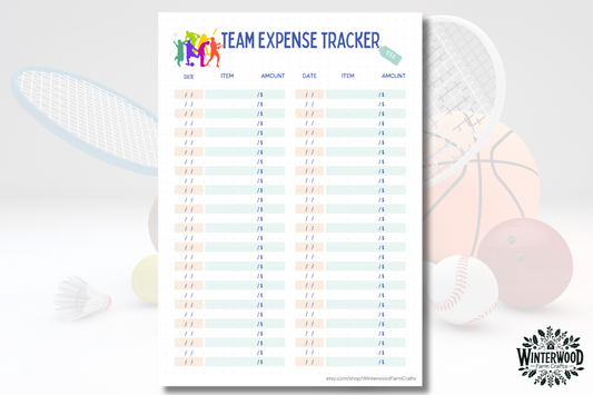 Sports Team Expense Tracker Printable