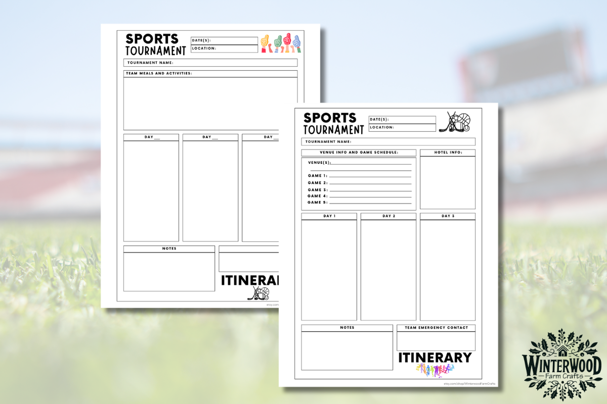 Travel Sports Team Tournament Itinerary Printable Planner Pack