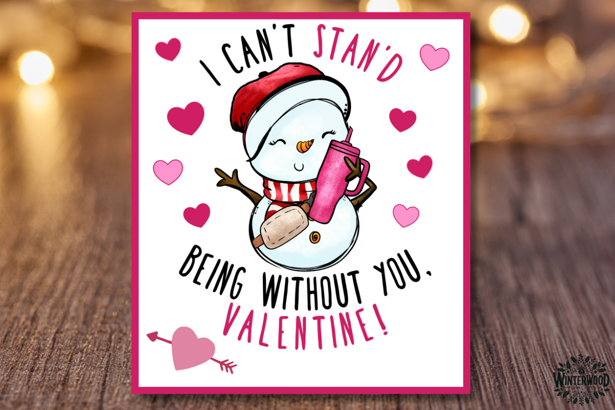 Preppy Snowman Tumbler Valentine Card