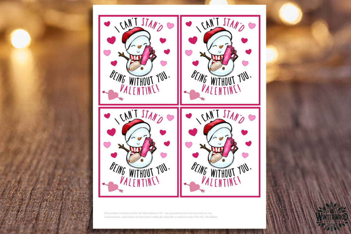 Preppy Snowman Tumbler Valentine Card