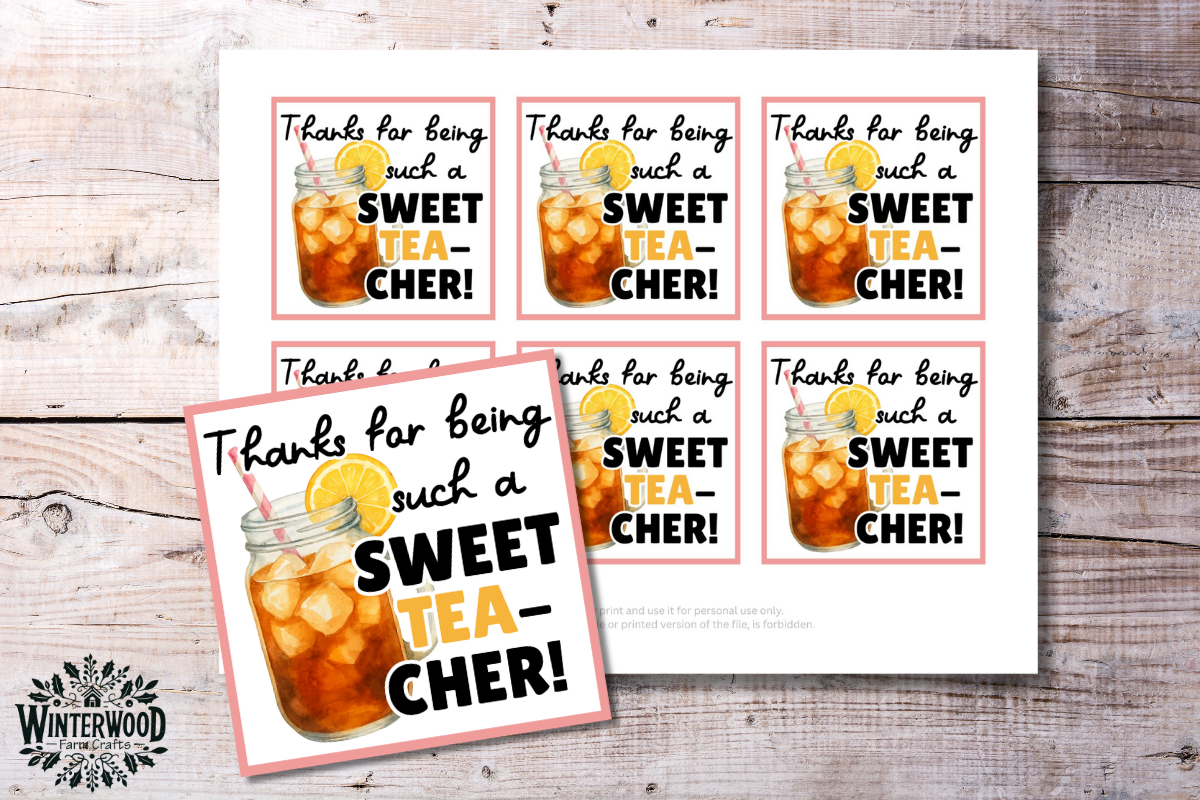 Sweet TEA-cher Printable Gift Tags