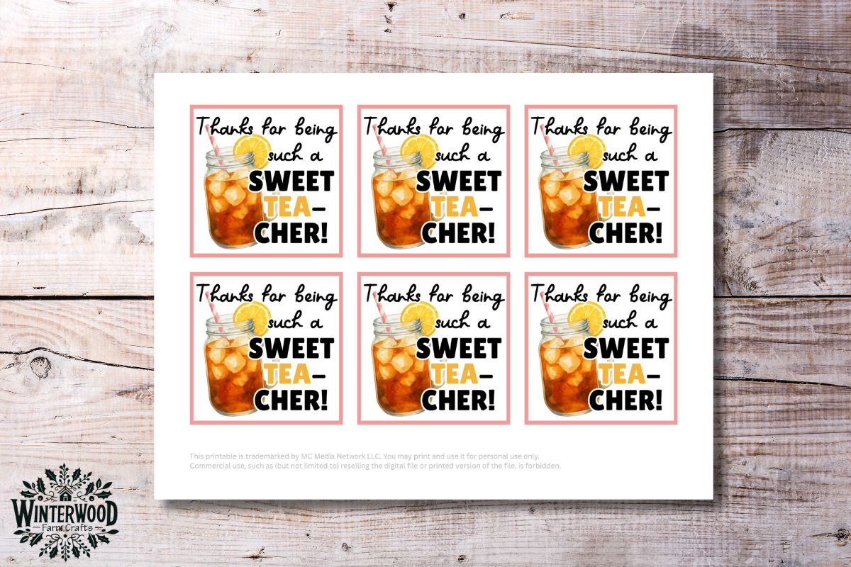 Sweet TEA-cher Printable Gift Tags