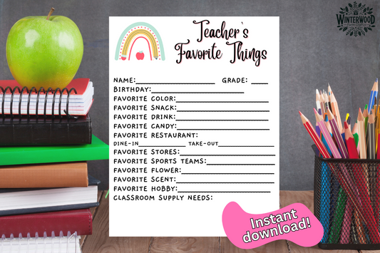 "Teacher's Favorite Things" Survey