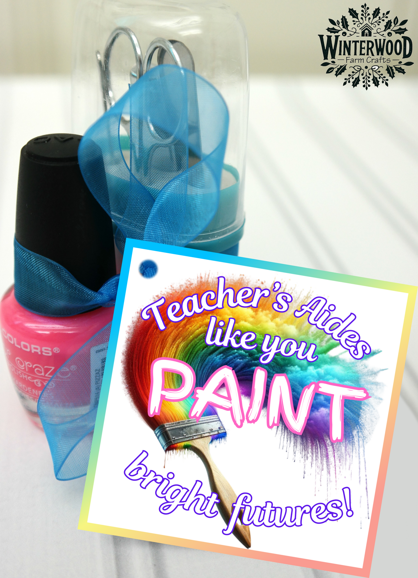 Teacher's Aide Nail Polish Paint Themed Gift Tags