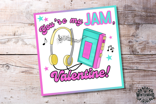 Retro Walkman You're My Jam, Valentine! Cards