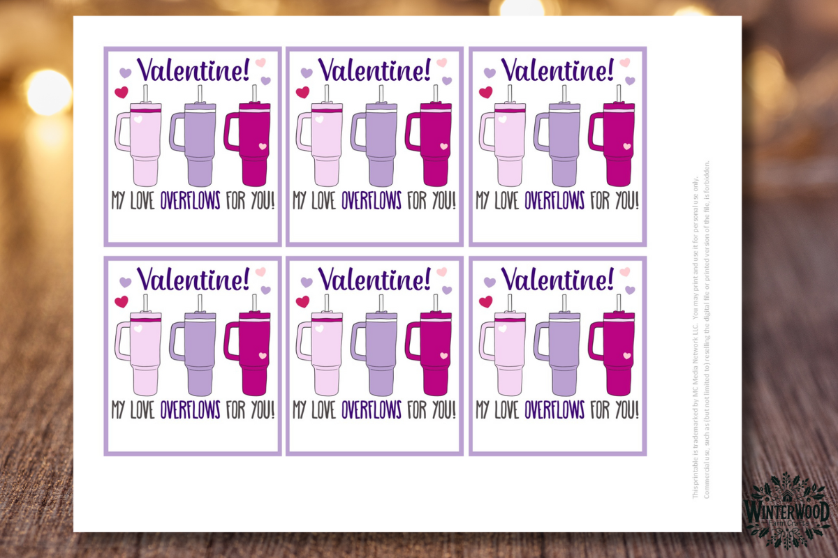 Water Tumbler Valentine Cards