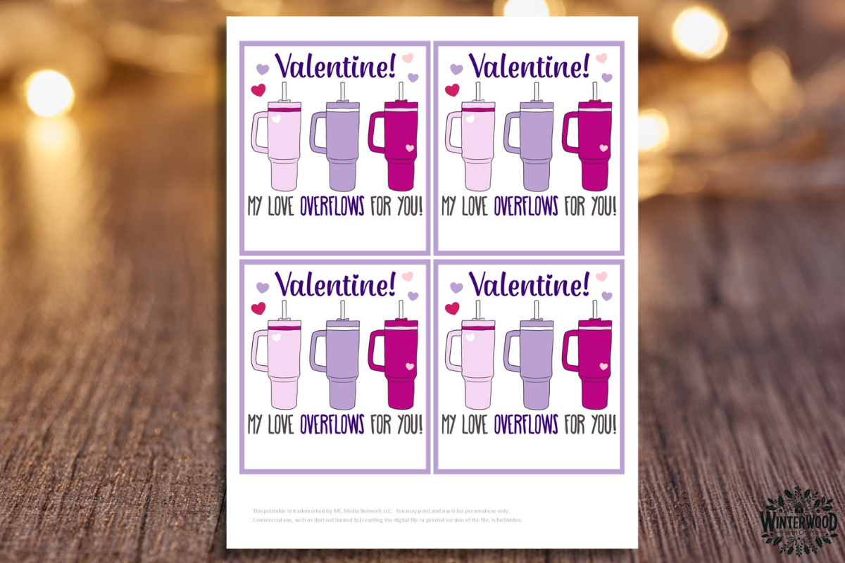 Water Tumbler Valentine Cards