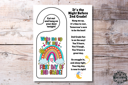 Wake Me Up for 2nd Grade Door Hanger Printable